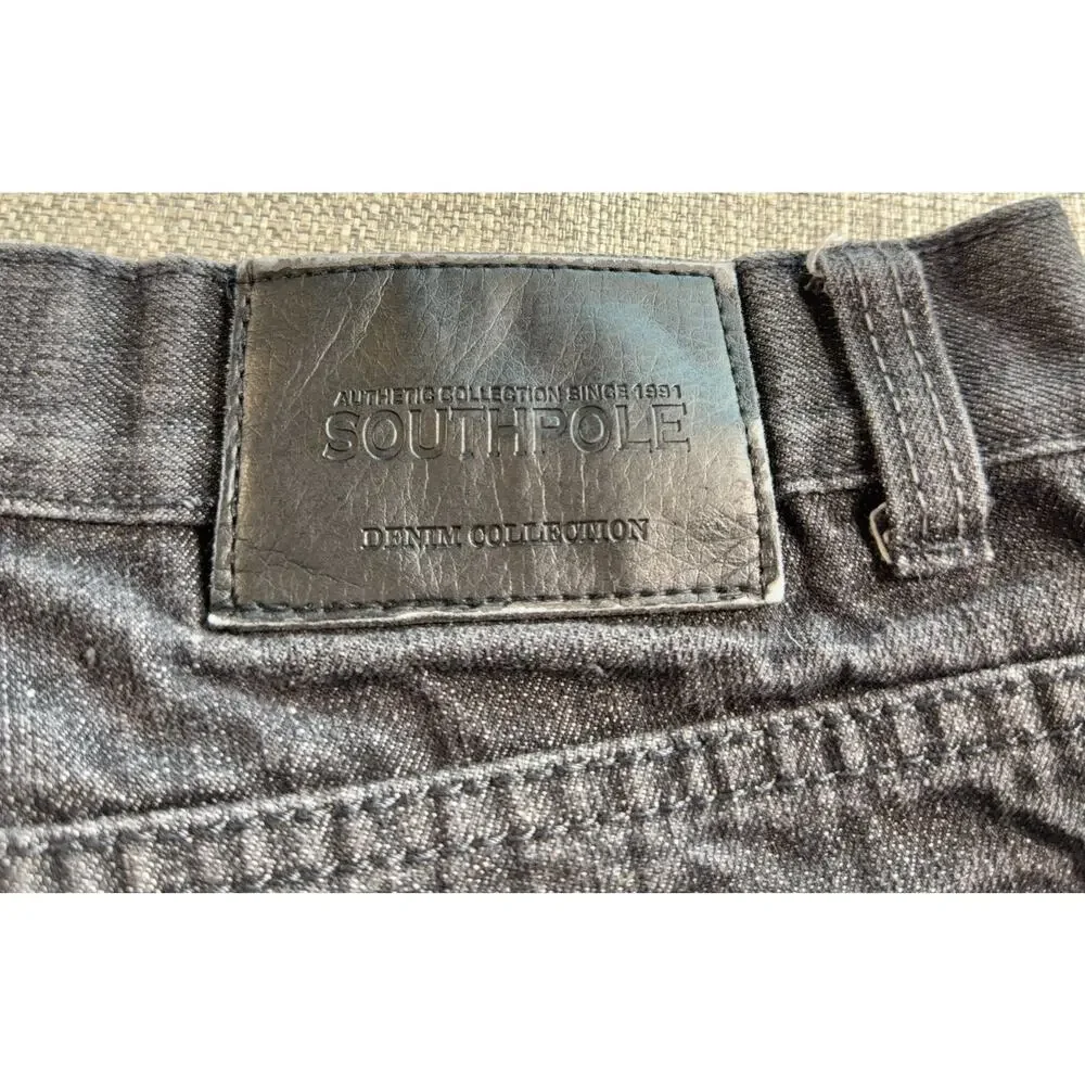 Southpole Jeans Mens 34x32 Black Denim Y2K Streetwear Relaxed Straight Fit 2000s